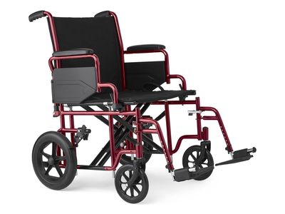 New Medline Bariatric Transport Chair for Adults and Seniors, Supports up to 450 lbs, Extra-Wide 22" Seat