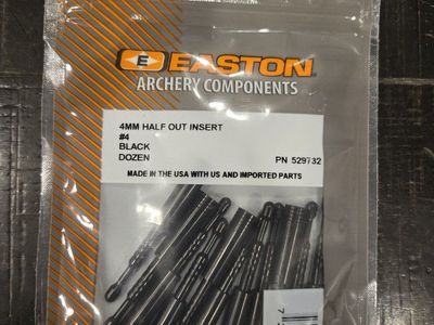 Easton 4MM Half Out Insert #4 Black Archery Components - Dozen, PN 529732