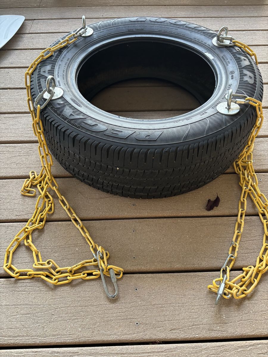 Tire Swing with Yellow Chains - Ready to Hang