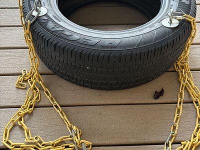 Tire Swing with Yellow Chains - Ready to Hang