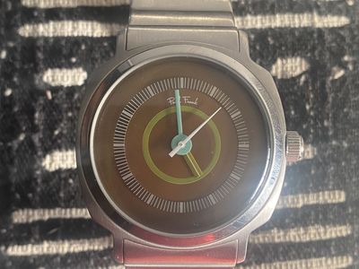 Paul Frank Stainless Steel Brown Dial Analog Quartz Watch with Green Accents