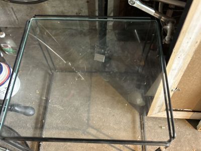 Vintage 70s Postmodern Glass and Metal Side Table