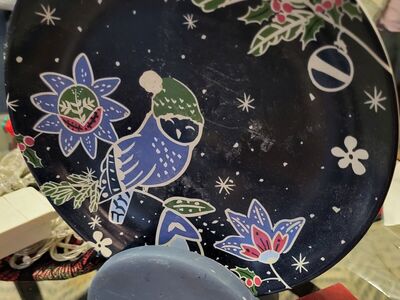 Cute Christmas Ceramic Bird Plate