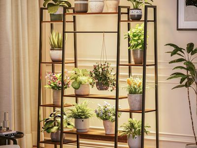 11-Tier Wooden Plant Stand With 8 Grow Lights