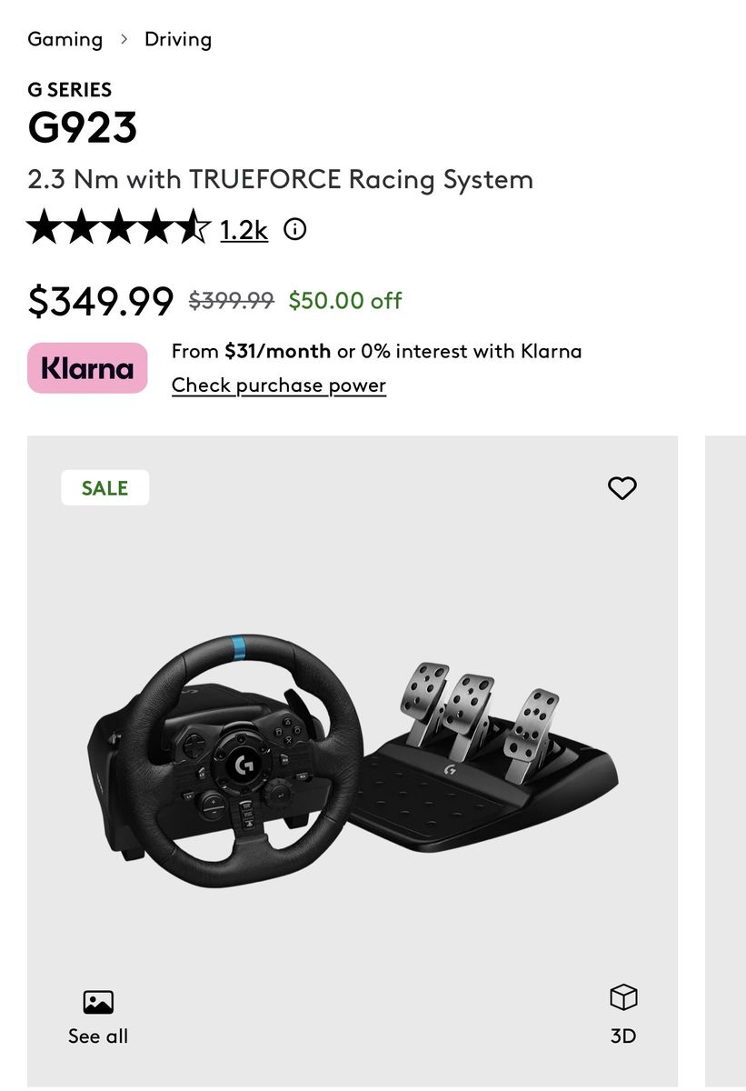 Logitech® G920 Steering wheel+ peddle set for ps4/5