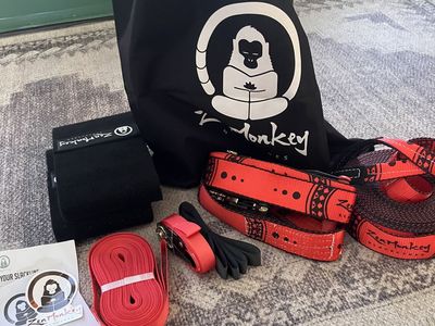 Zen Monkey Slacklines - Red with overhead trainer