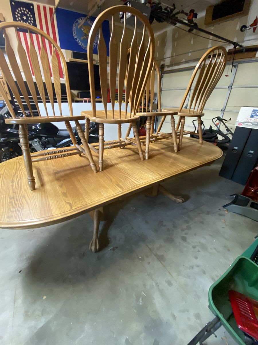 Solid Oak Dining Table WIth Five Chairs