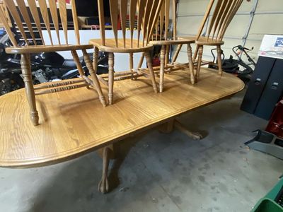 Solid Oak Dining Table WIth Five Chairs