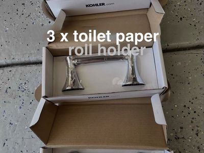 Toilet Paper Holders -Kohler K-13434-CP Coralais Polished Chrome Double Post Wall-Mounted (x3)