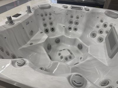 New 8-Person Hot Tub – Foot Jets, Bluetooth Speakers, Waterfall, LED Lights, Touch Controls | $9,500