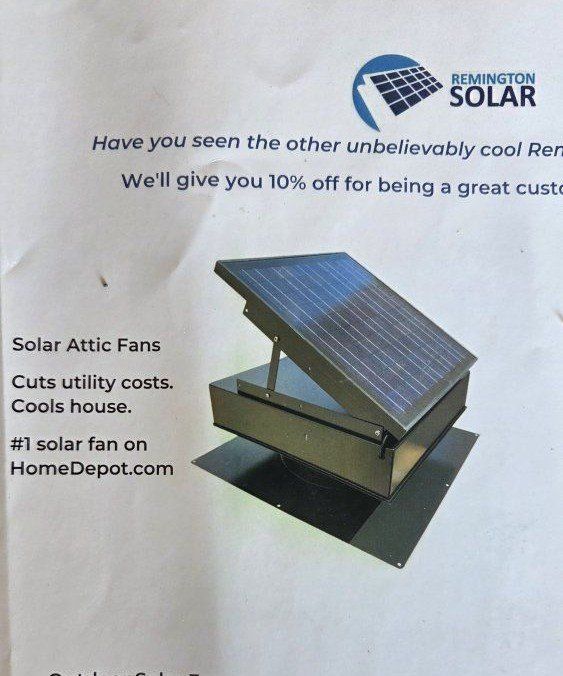 Remington Solar Attic Fan SF30 - Roof Mount Solar Powered Ventilator