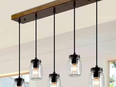 5 Light Kitchen Island Mason Jar Chandelier