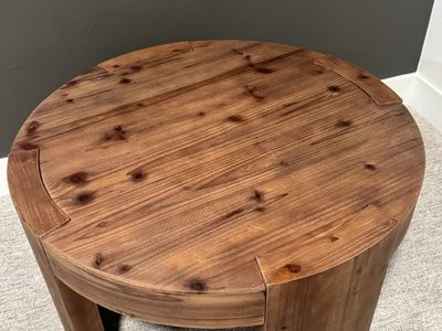 TRIBEWOOD Solid Wood Round Coffee Table 31.5"D x 17.72"H - Natural Grain Finish