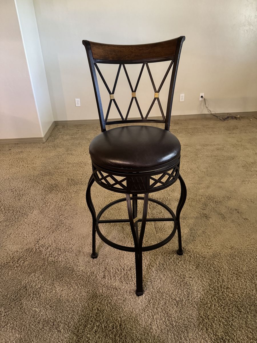 2 Swivel Bar Stool - Metal & Wood Frame, Padded Seat, 30-inch Height - Excellent Condition