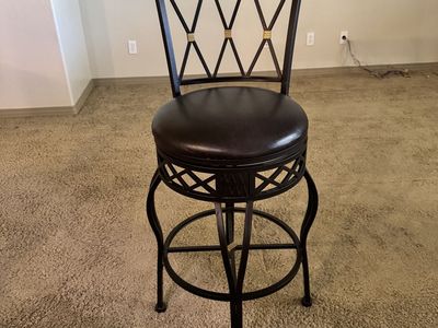 2 Swivel Bar Stool - Metal & Wood Frame, Padded Seat, 30-inch Height - Excellent Condition