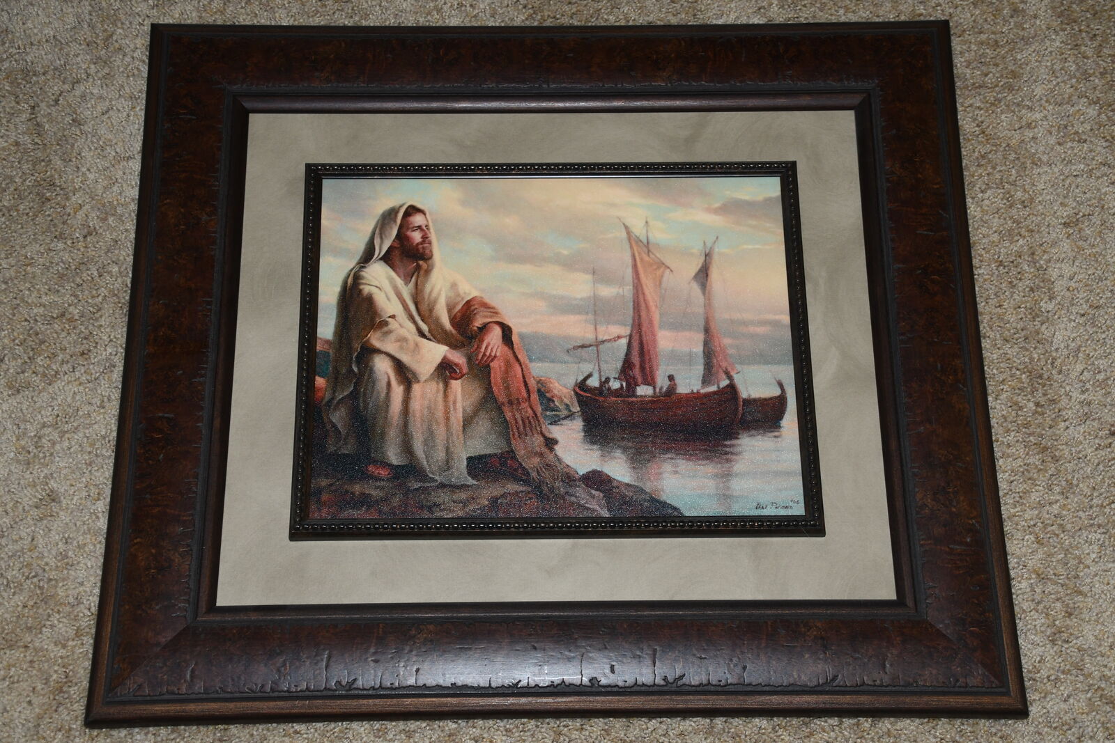 "FACING ETERNITY" JESUS PICTURE ~ DEL PARSON ~ TEXTURED ~ 22" x 25" FRAMED ~ BEAUTIFUL!