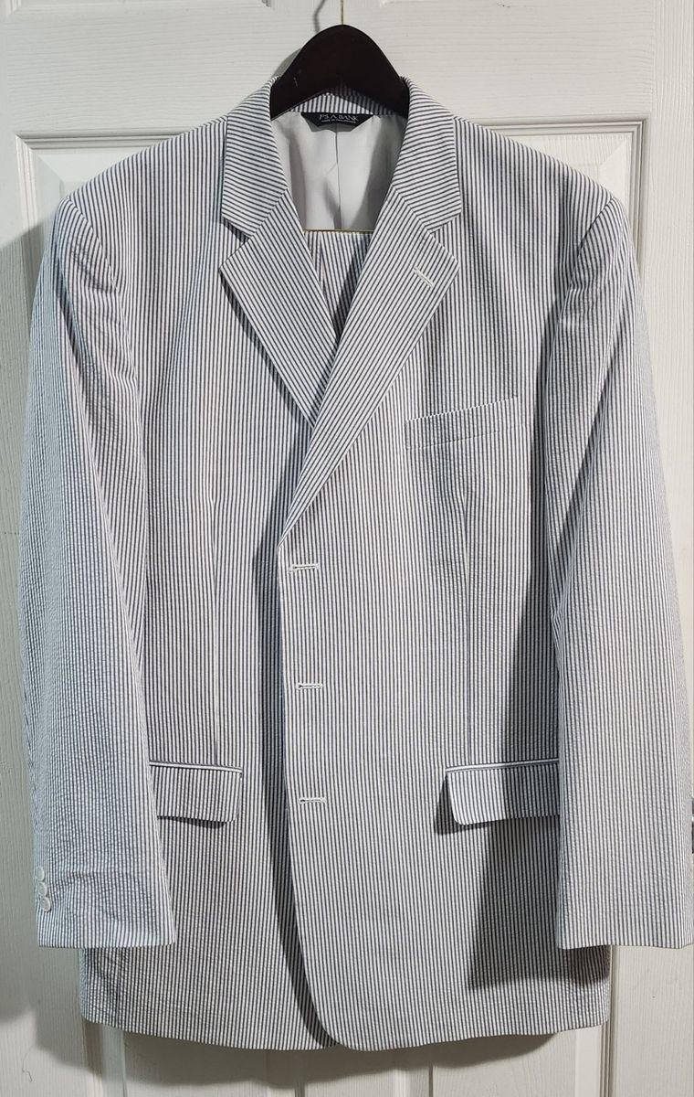 Jos A Bank Gray Seersucker 48L