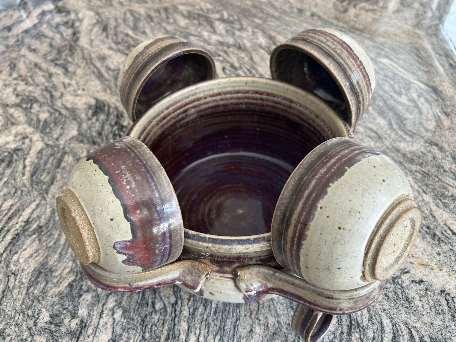 Versatile Ceramic Serving/Cooking Pot w/4 Bowls