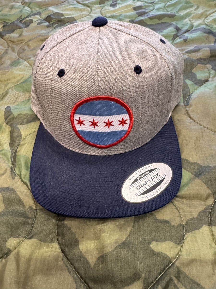 Chicago Flag Snapback Hat Grey/Navy - Yupoong, NWT