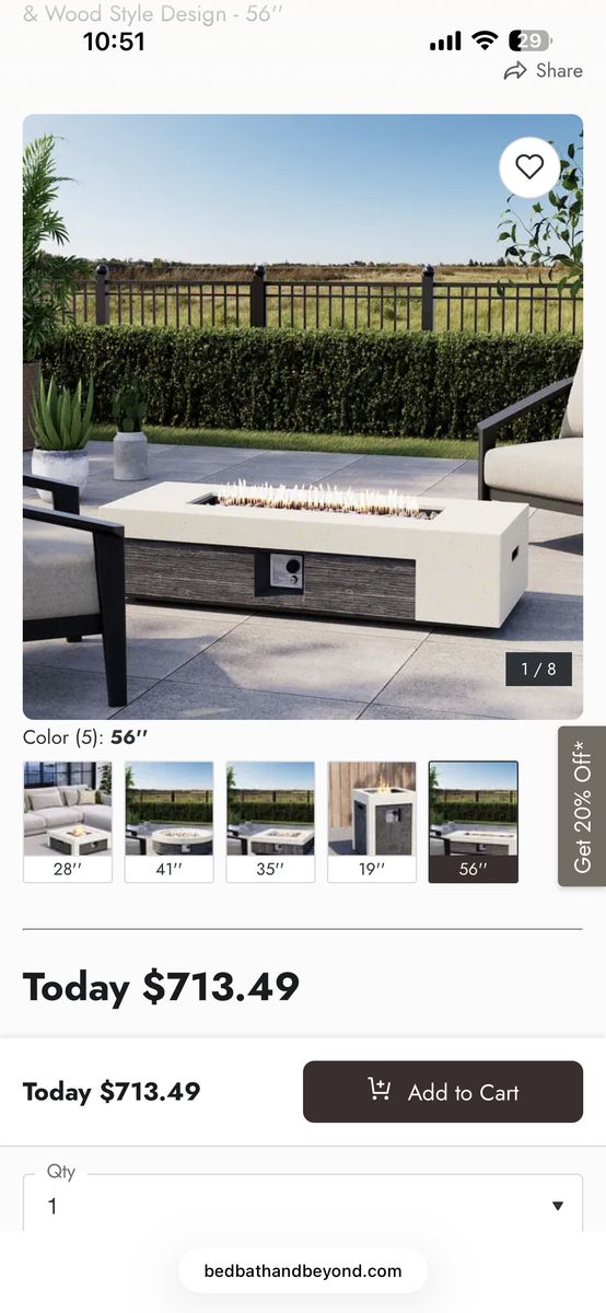 COSIEST Outdoor Concrete Propane Fire Pit Table