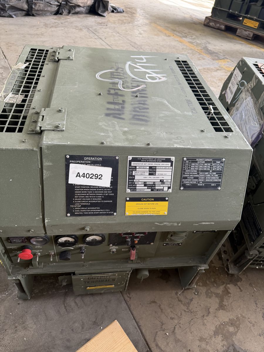 Fermont MEP-831A 3kW Military Diesel Generator – $1,300