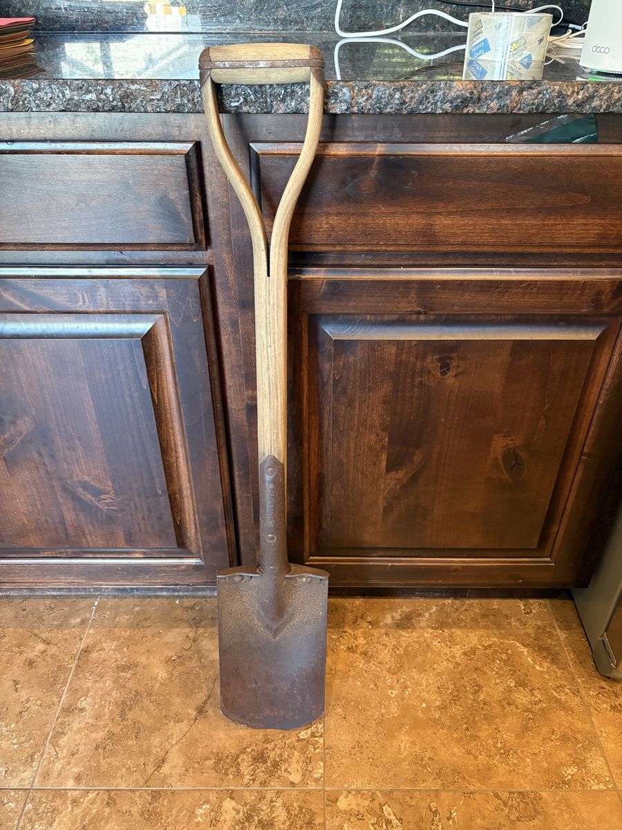 Vintage D-Handle Steel Spade Shovel with Wood Shaft