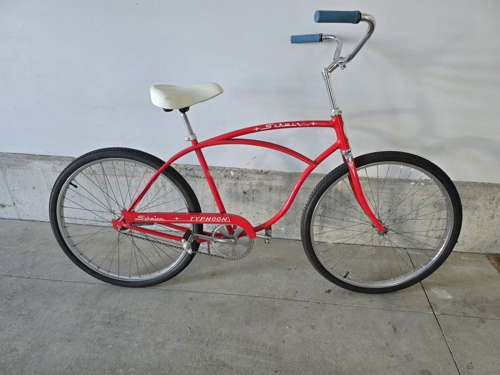 Vintage Red Schwinn Typhoon Cruiser Bike - Classic Single-Speed Bicycle