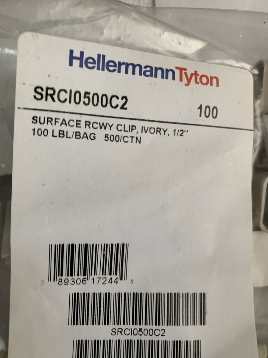 HellermannTyton SRCI0500C2 1/2" Ivory Surface Raceway Clips - 100 Count Bag