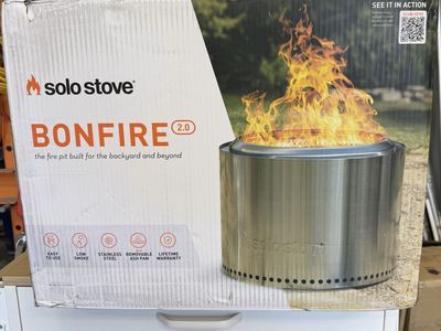 Solo Stove Bonfire 2.0 Fire Pit - Stainless Steel, Low Smoke, Removable Ash Pan, 19.5" Diameter