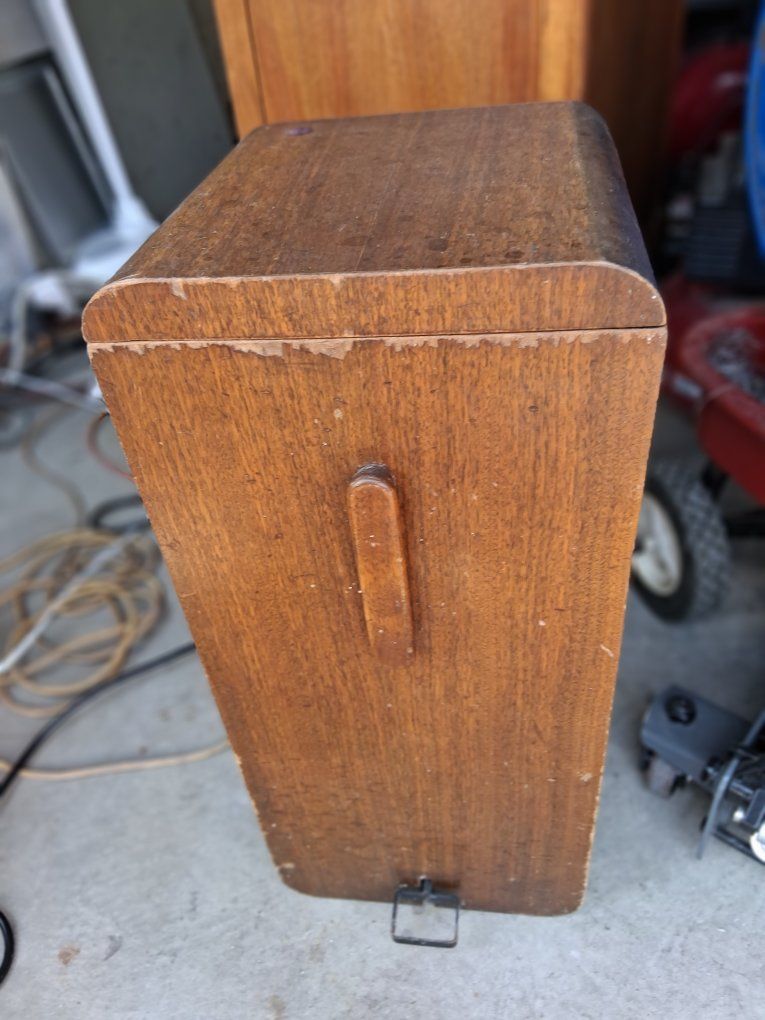 Antique Wooden Trash Can Good Condition Works Good!