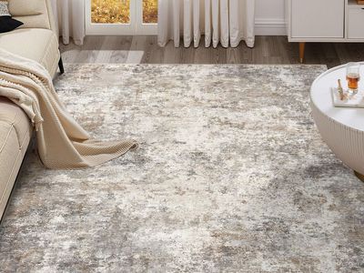 New Square Area Rugs : Washable 8x8 Neutral Modern Abstract Carpet for Living Room Bedroom