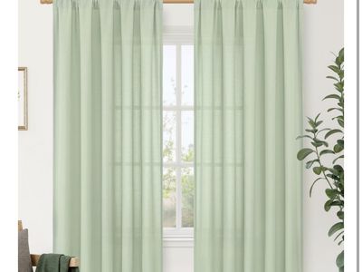 Sage Green Linen Blend Curtains 52 x 85 Inch