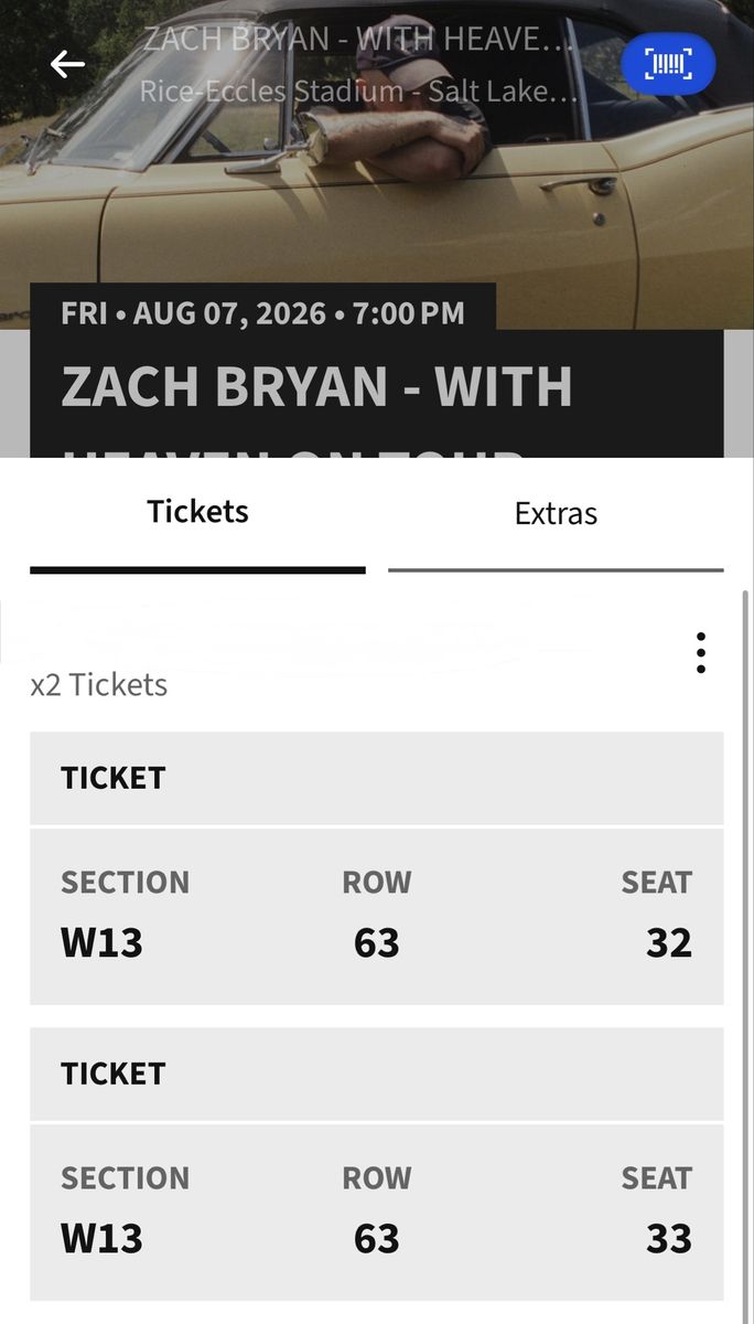 Zach Bryan Tickets - Rice Eccles Stadium - 08/07