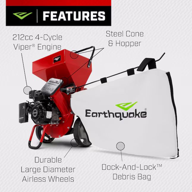 Earthquake Chipper Shredder Used Twice Like New All Accessories