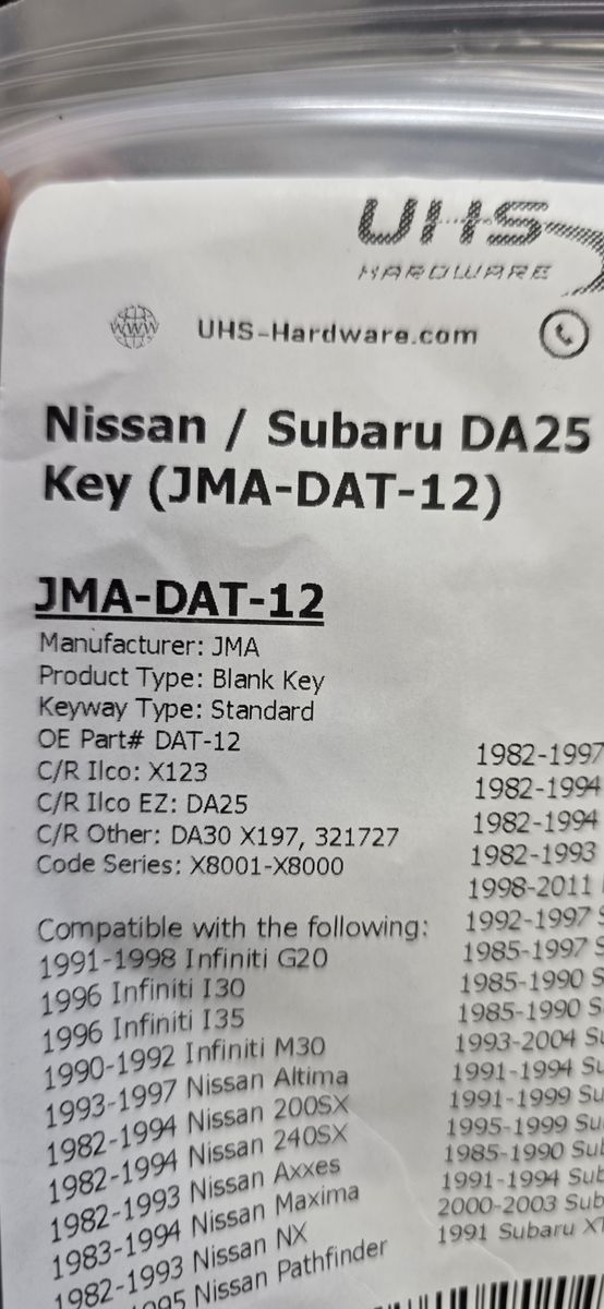 Nissan/Subaru DA25 Key Blanks 10 Pack