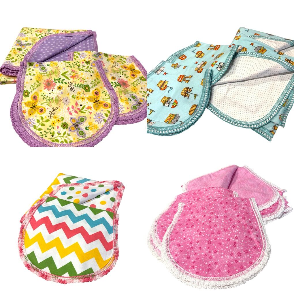 Handmade Crotchet-Edge Baby Blankets and Burp Rags