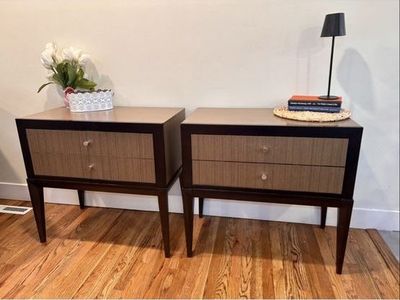 MCM/Mid Century Modern Two-Tone Wood Nightstands with power