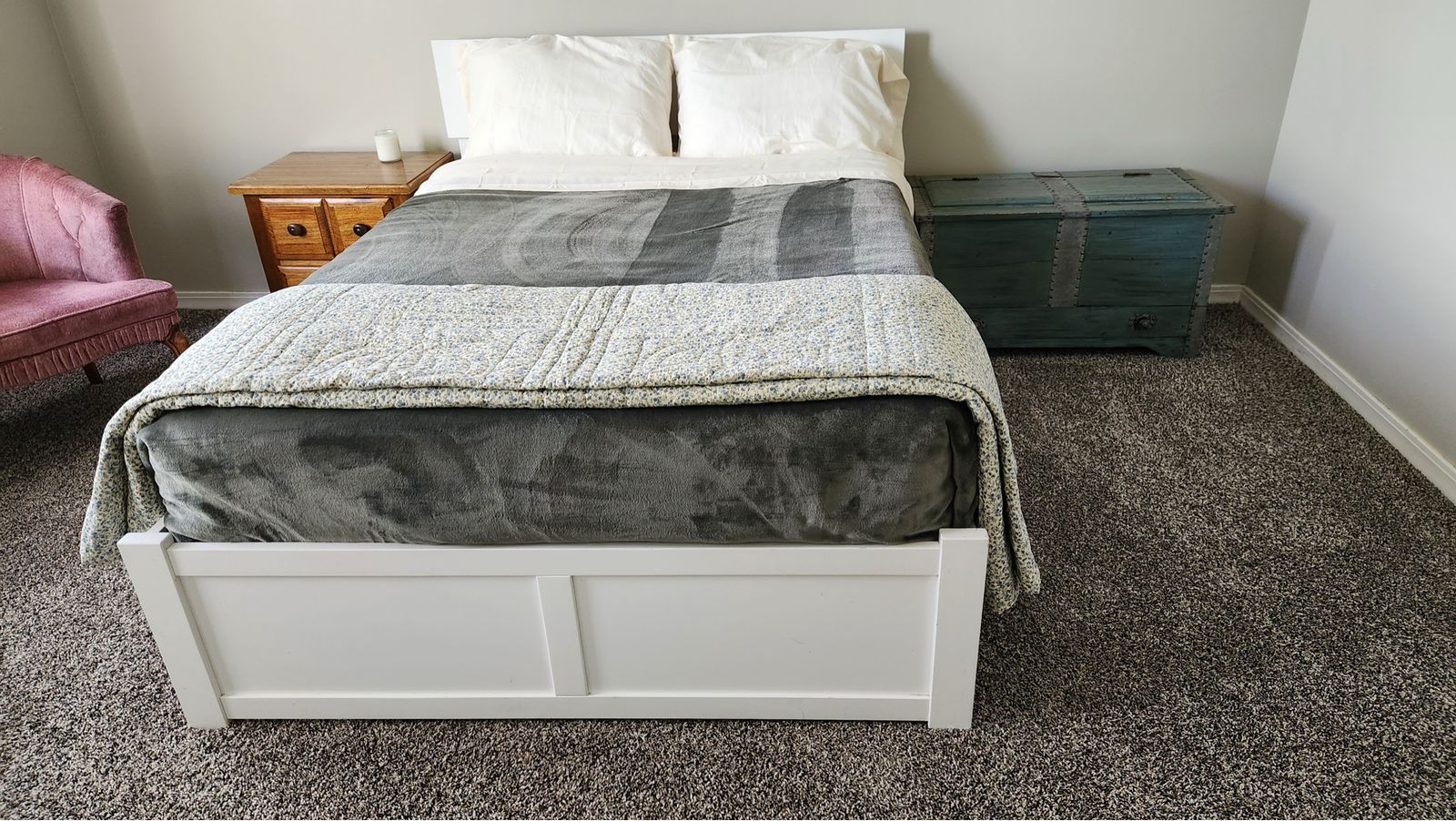 Full size bed frame with twin trundle