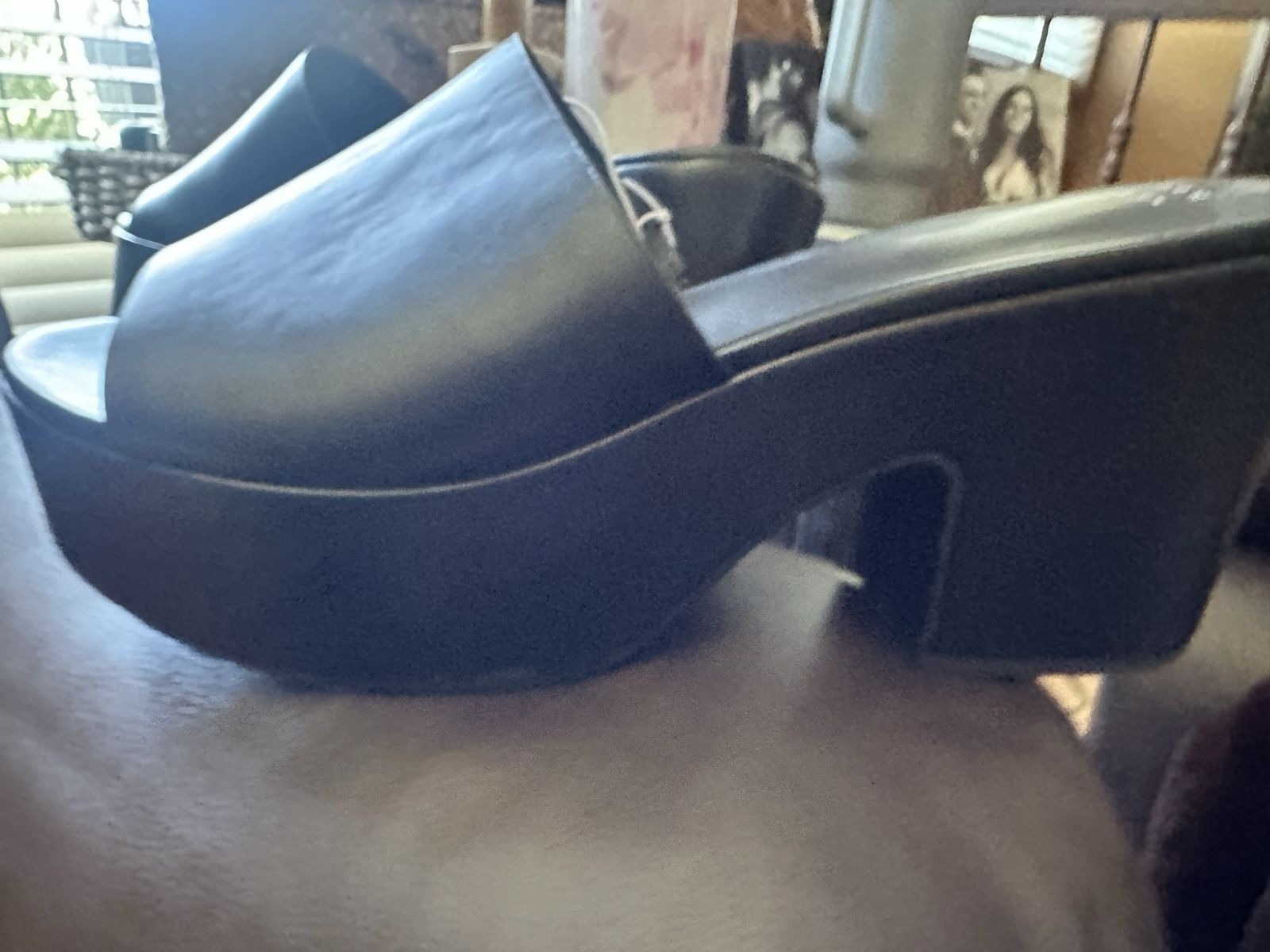 A New Day Women's Black Platform Mule Heels - Size 14