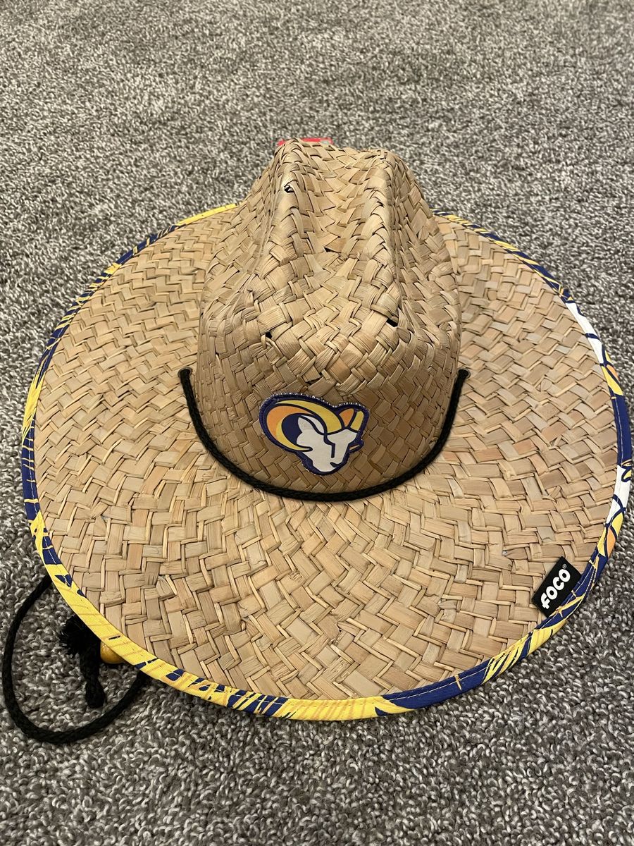 FOCO Los Angeles Rams NFL Straw Hat Sombrero with Drawstring