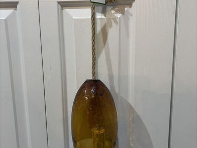 HD Designs Outdoors Large High End Amber Crackle Glass & Rope Bell Wind Chime- REDUCED