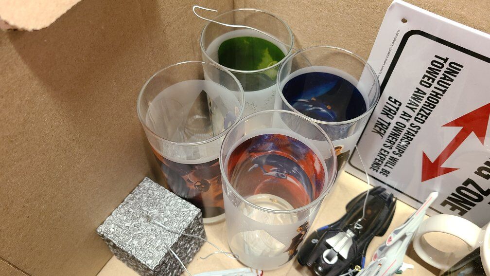 Star Trek Christmas ornaments cups sign remote and