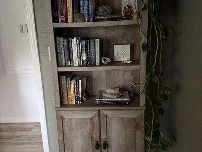 Rustic Wooden Bookshelf with Lower Storage Cabinet
