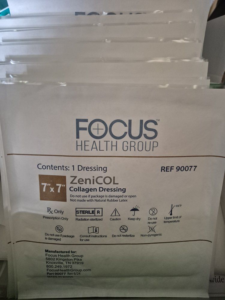 New! 32x ZeniCOL 7" x 7" Collagen Dressing Sheets Exp. 2029 Individually Packaged 90077