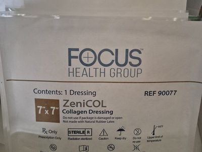 New! 32x ZeniCOL 7" x 7" Collagen Dressing Sheets Exp. 2029 Individually Packaged 90077