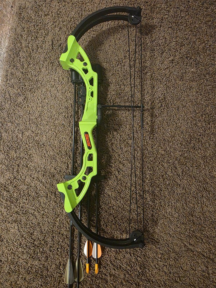 Bear Archery Youth Compound Bow - Neon Green with Quiver and Arrows
