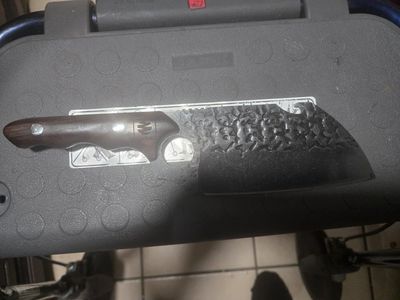 Hand Forged Carbon Steel Cleaver with Wood Handle - Butcher Knife