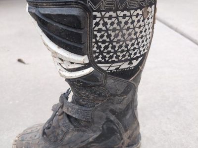Fly Racing Maverik Motocross Boots Size 9 Black White Off-Road