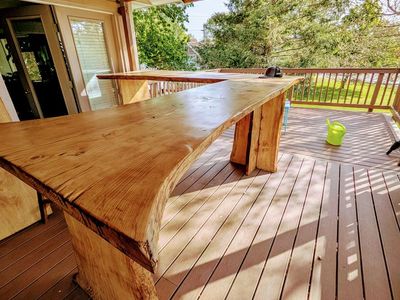 Custom wooden bar.