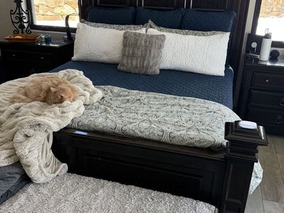 King (or Cal king) Bed And Two Nightstands
